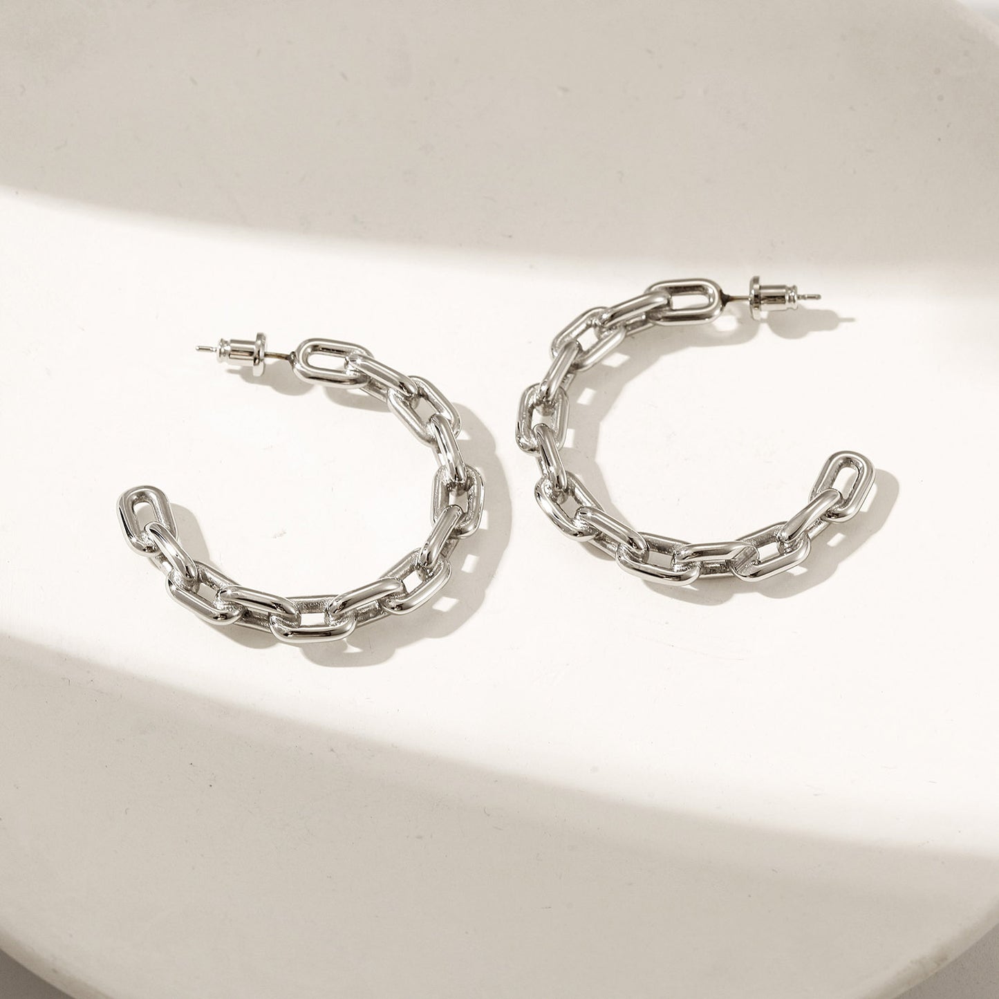 Silver chain earrings-SCE518STWG