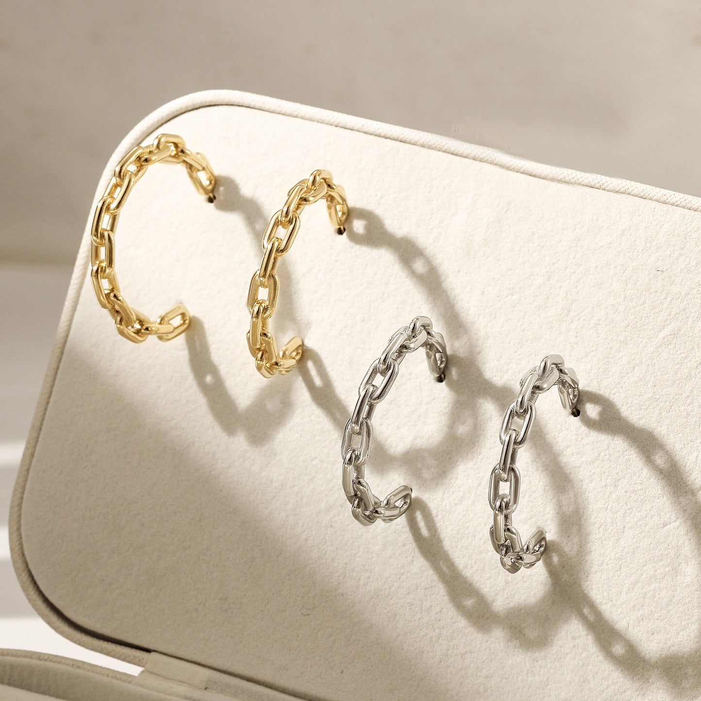 Silver chain earrings-SCE518STWG