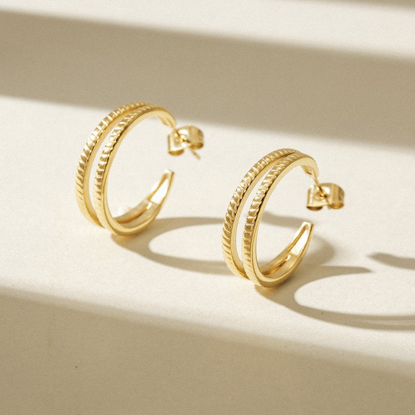 Double C-shaped earrings-SCE519STGC