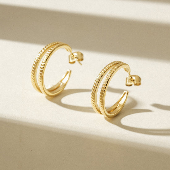 Double C-shaped earrings-SCE519STGC
