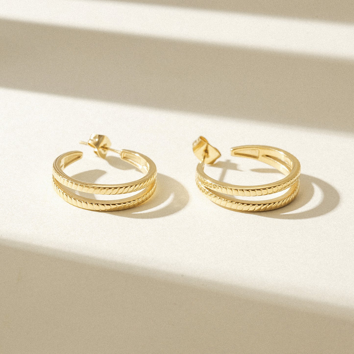 Double C-shaped earrings-SCE519STGC