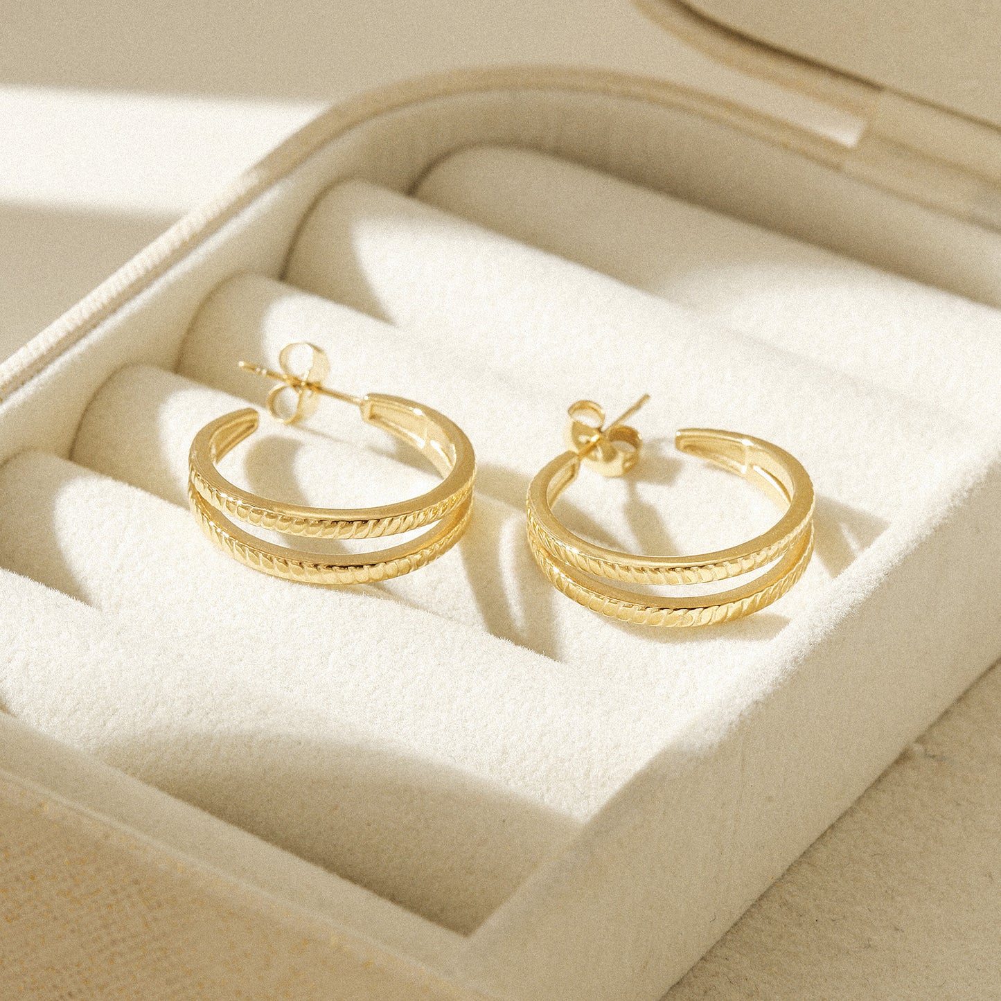 Double C-shaped earrings-SCE519STGC