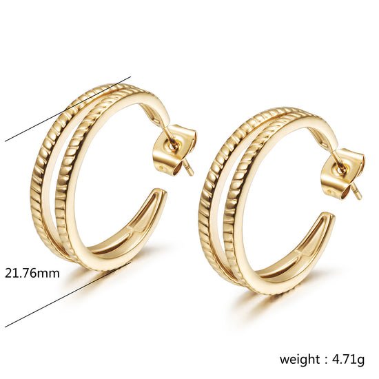 Double C-shaped earrings-SCE519STGC