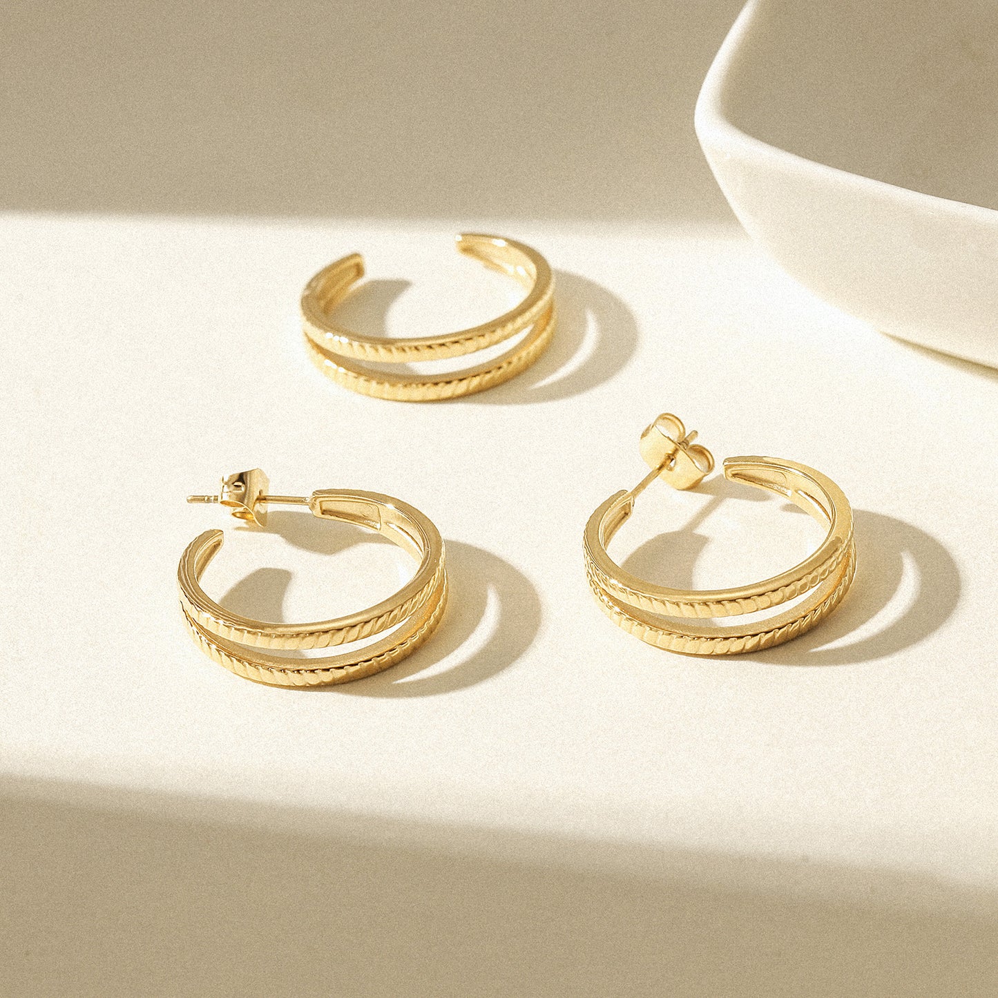 Double C-shaped earrings-SCE519STGC