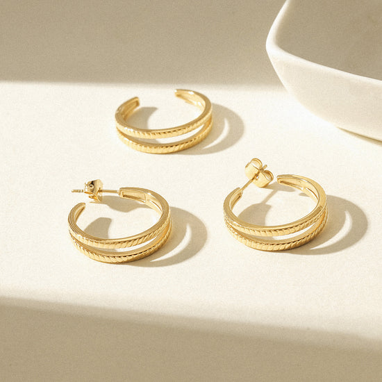 Double C-shaped earrings-SCE519STGC