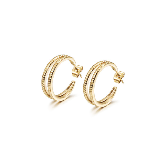 Double C-shaped earrings-SCE519STGC