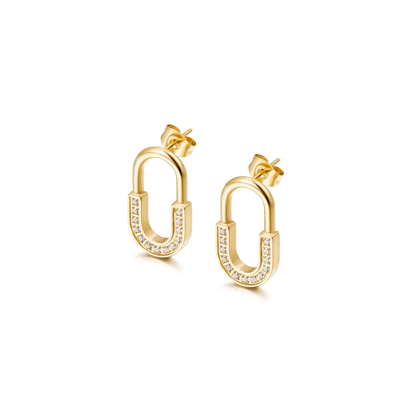 U-shaped zircon earrings-SCE522STGC