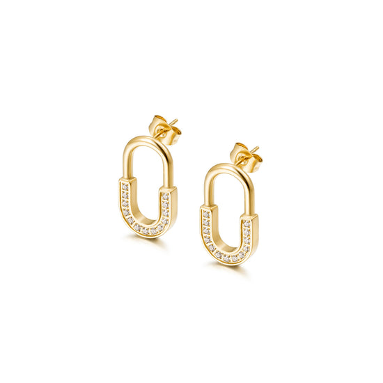 U-shaped zircon earrings-SCE522STGC