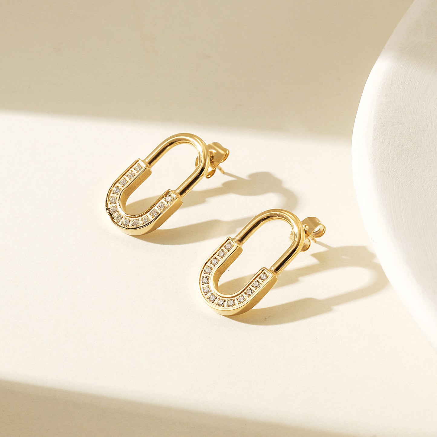 U-shaped zircon earrings-SCE522STGC
