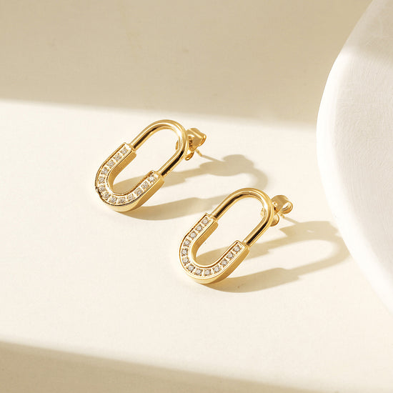 U-shaped zircon earrings-SCE522STGC