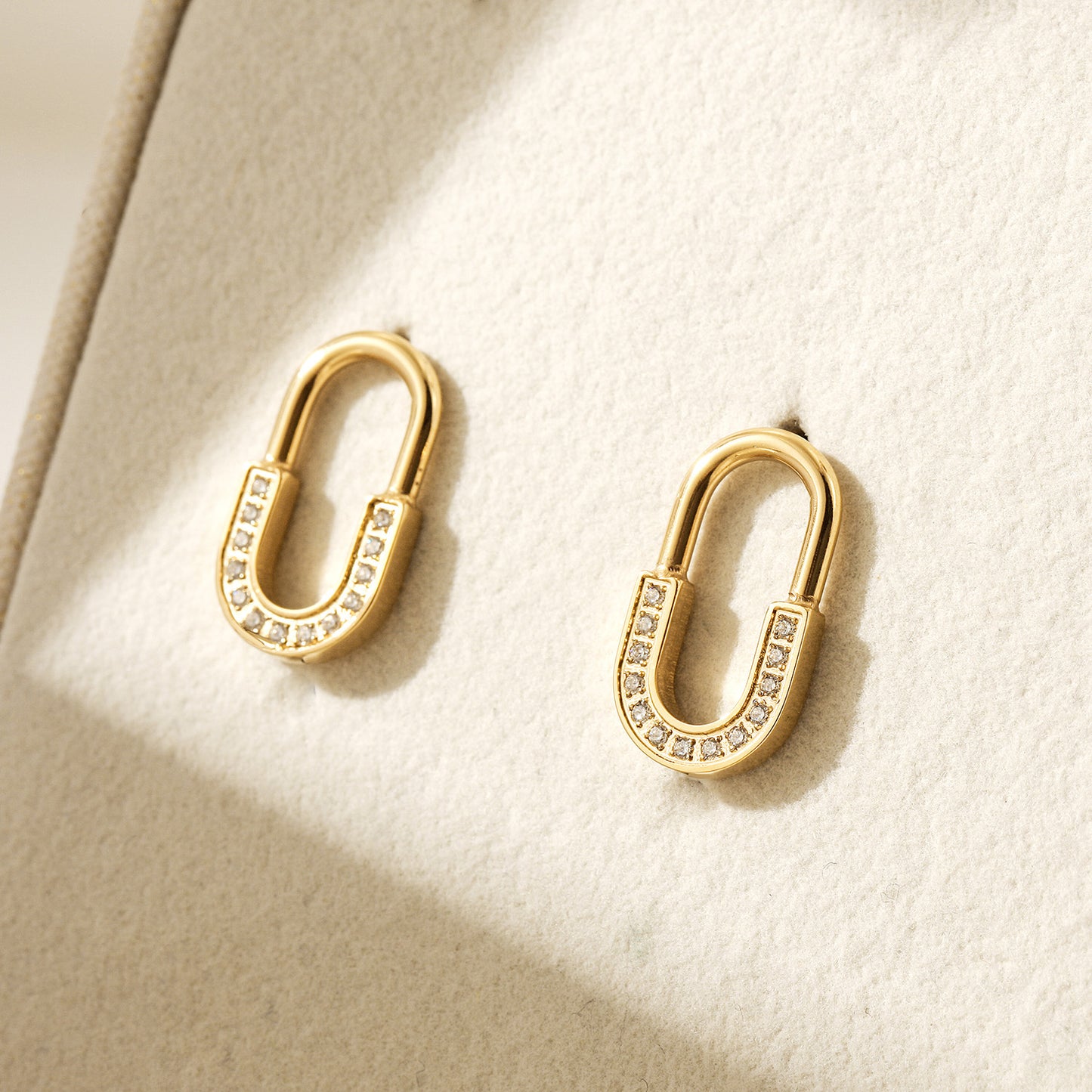 U-shaped zircon earrings-SCE522STGC