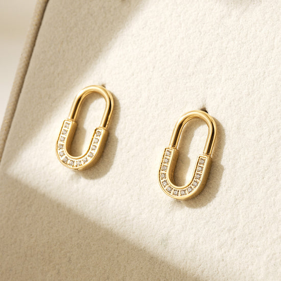 U-shaped zircon earrings-SCE522STGC