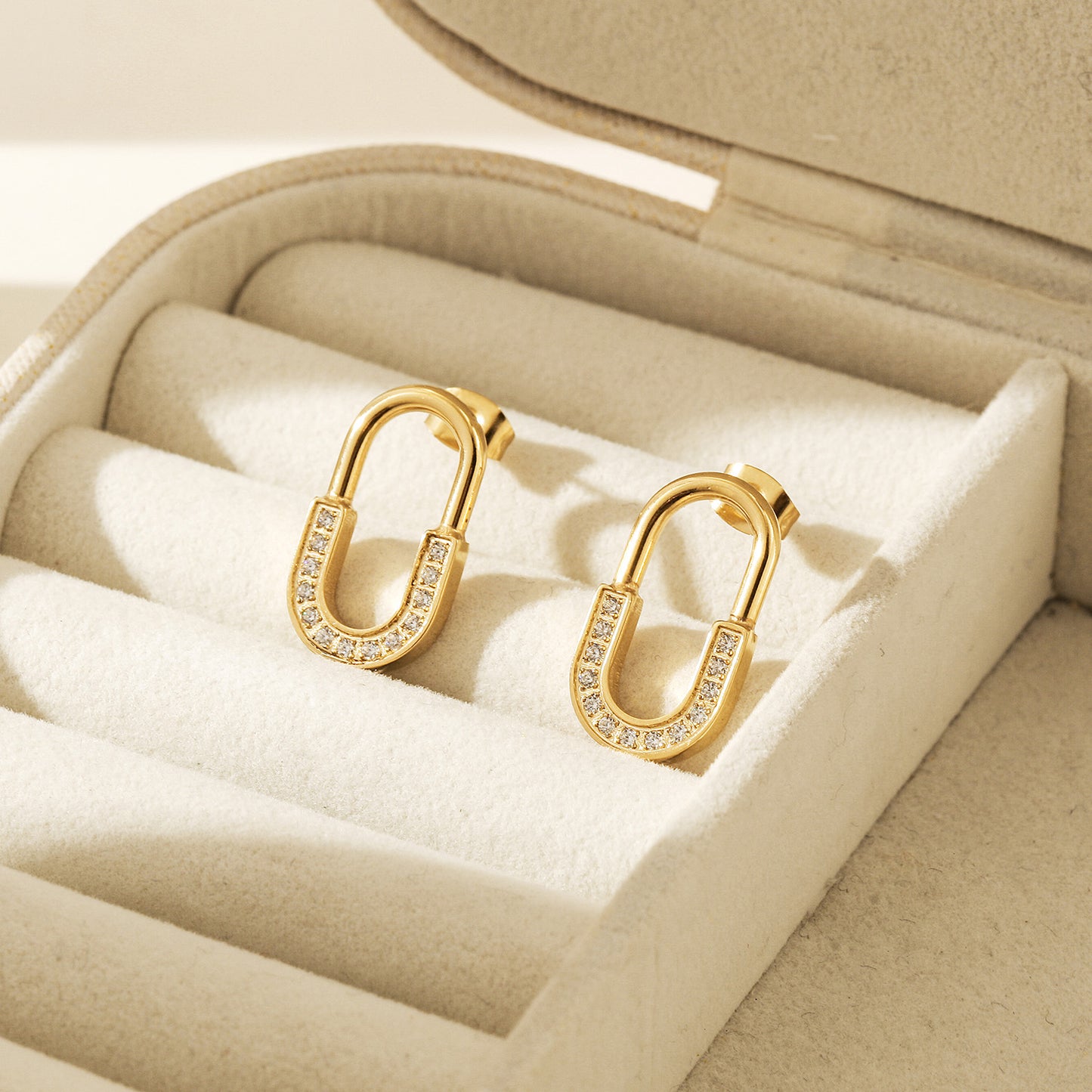 U-shaped zircon earrings-SCE522STGC