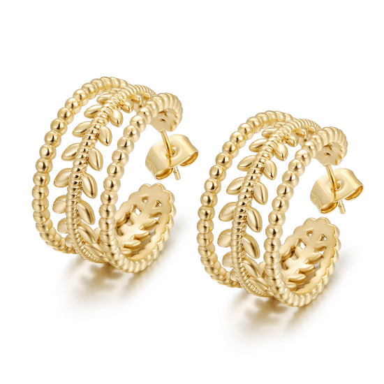 Creative hollowed out leaf earrings-SCE523STGC