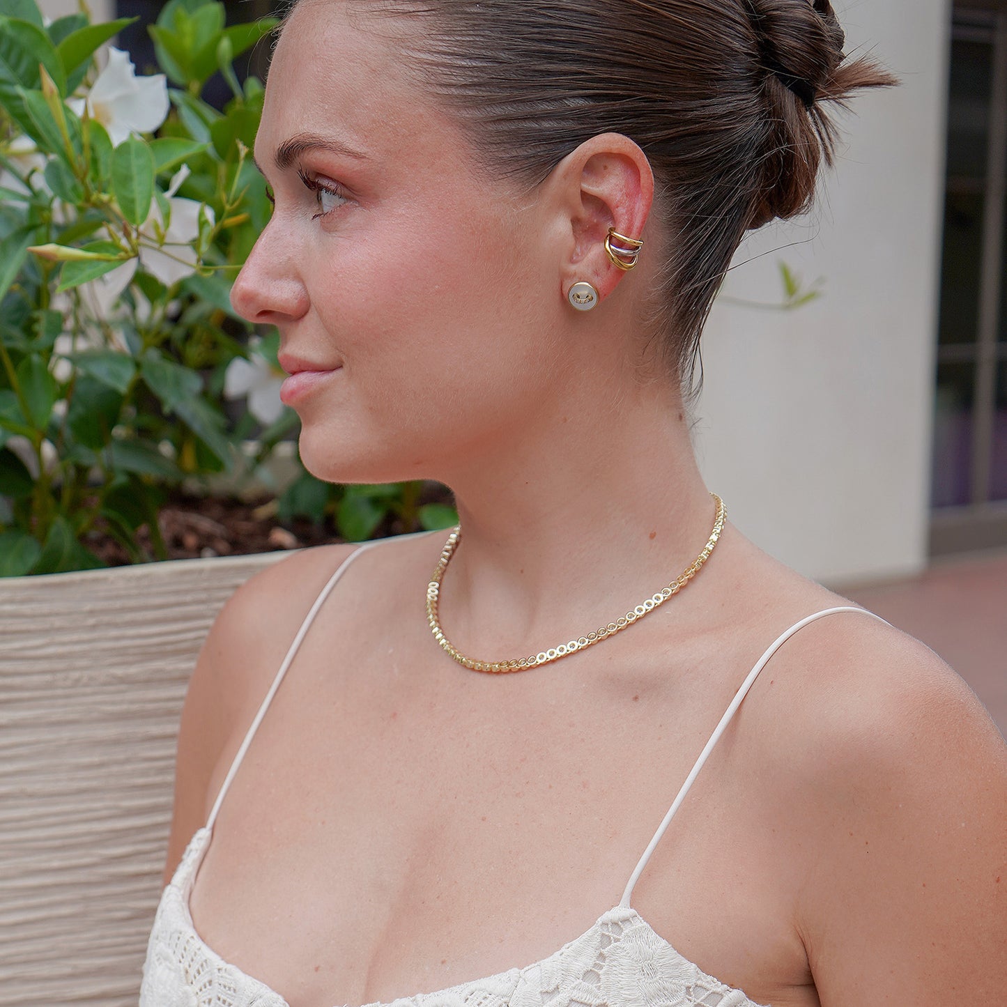 White Shell Button Studs