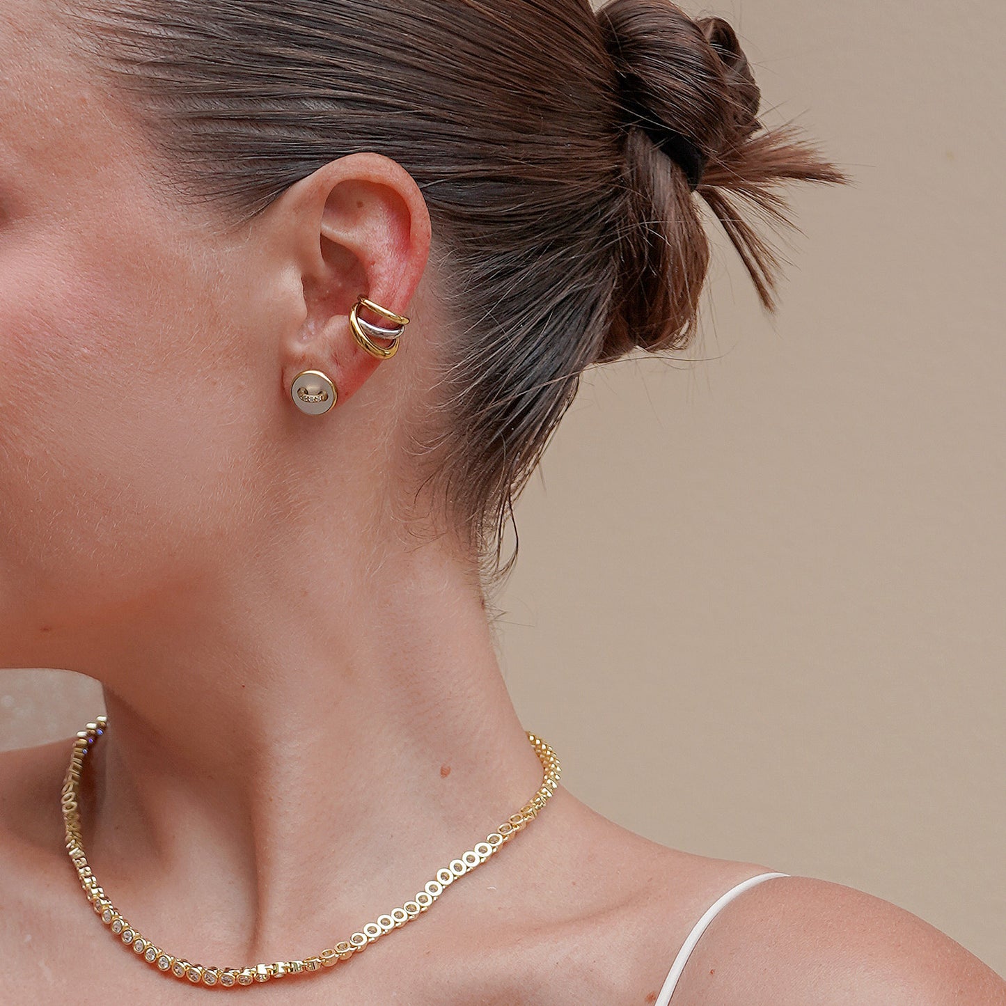 White Shell Button Studs