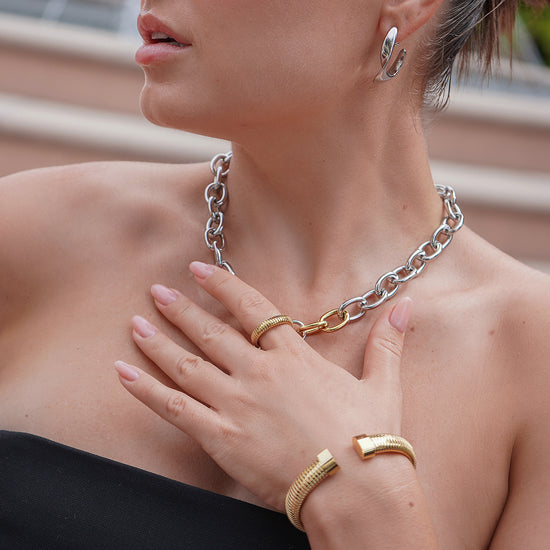 Gold Statement Snake Coil Cuff-10mm