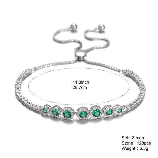 Round chain zircon bracelet-SSB029WG