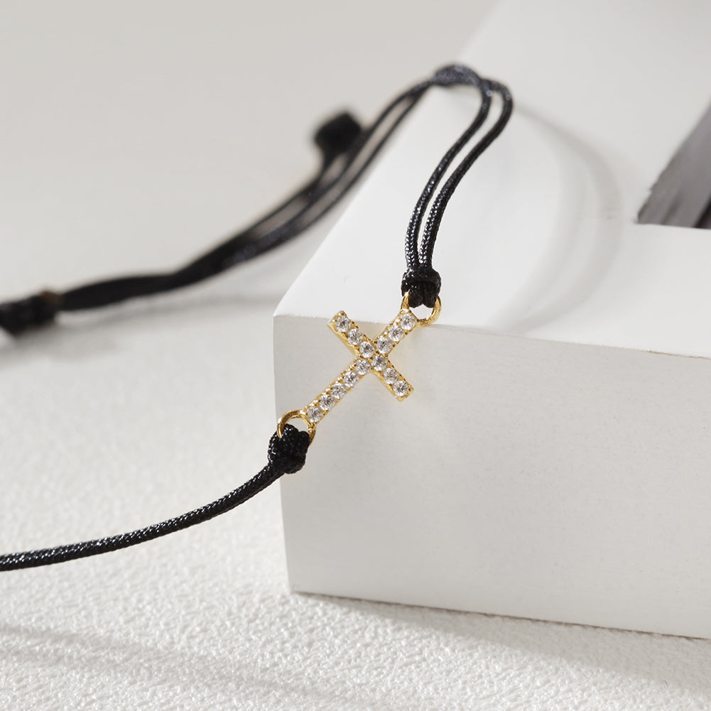 Rope Cross Full Diamond Bracelet-SSB082
