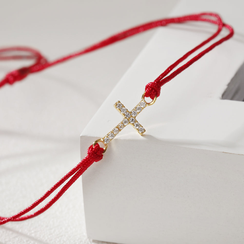 Rope Cross Full Diamond Bracelet-SSB082