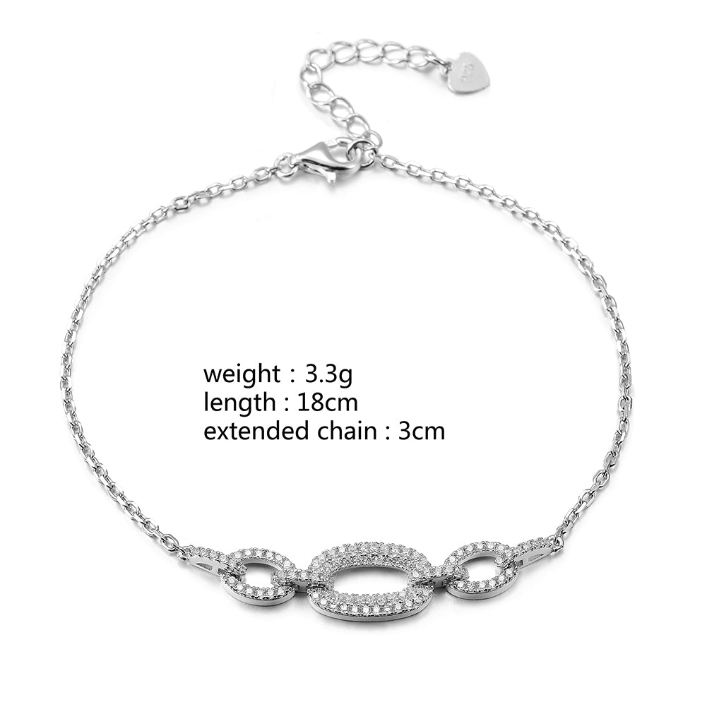 Chain Circle Zircon Bracelet-SSB097WGZD
