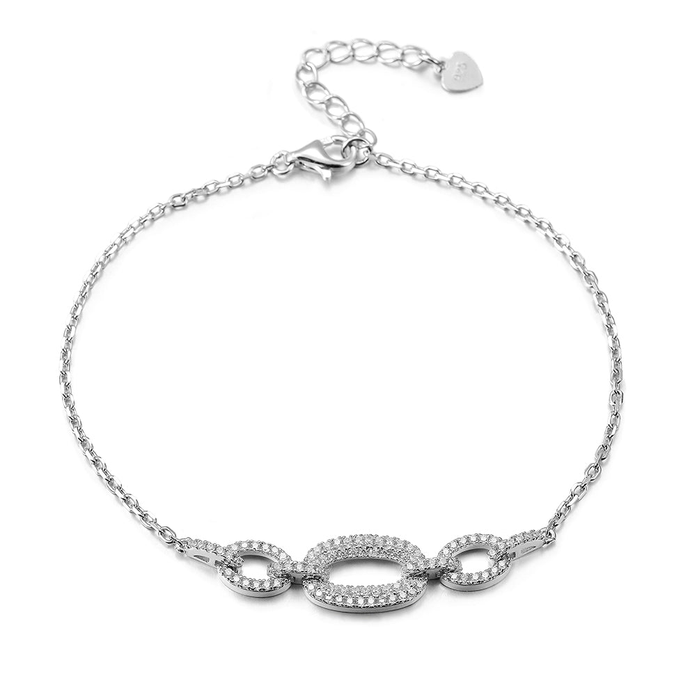 Chain Circle Zircon Bracelet-SSB097WGZD