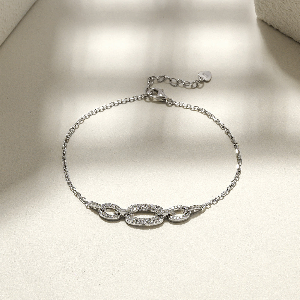 Chain Circle Zircon Bracelet-SSB097WGZD