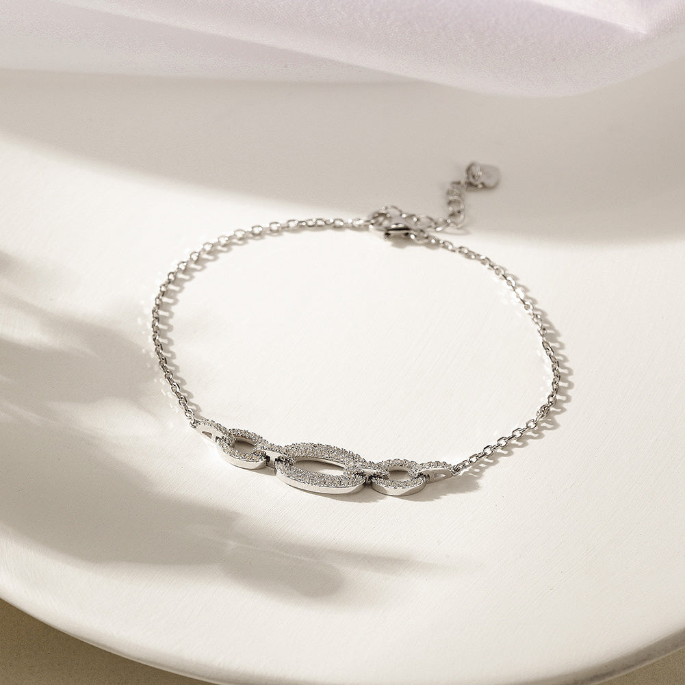 Chain Circle Zircon Bracelet-SSB097WGZD