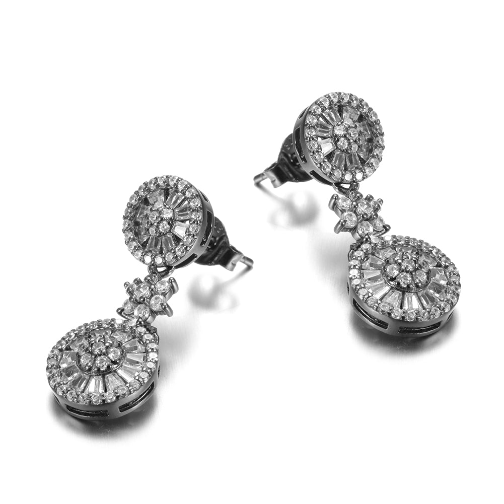 Double circle earrings-SSE080BKZD
