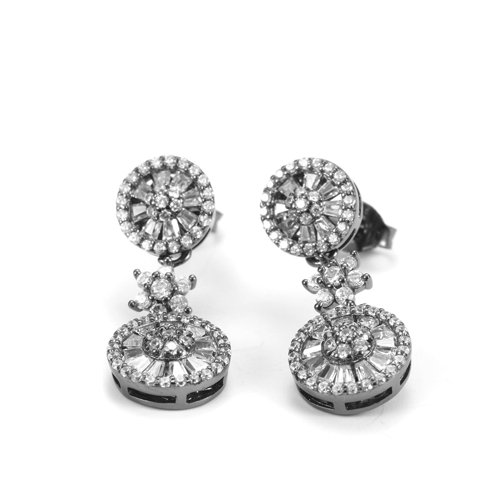 Double circle earrings-SSE080BKZD