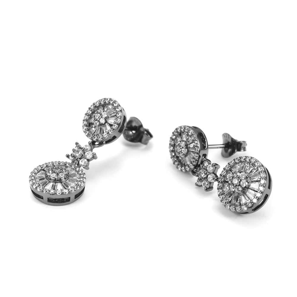 Double circle earrings-SSE080BKZD