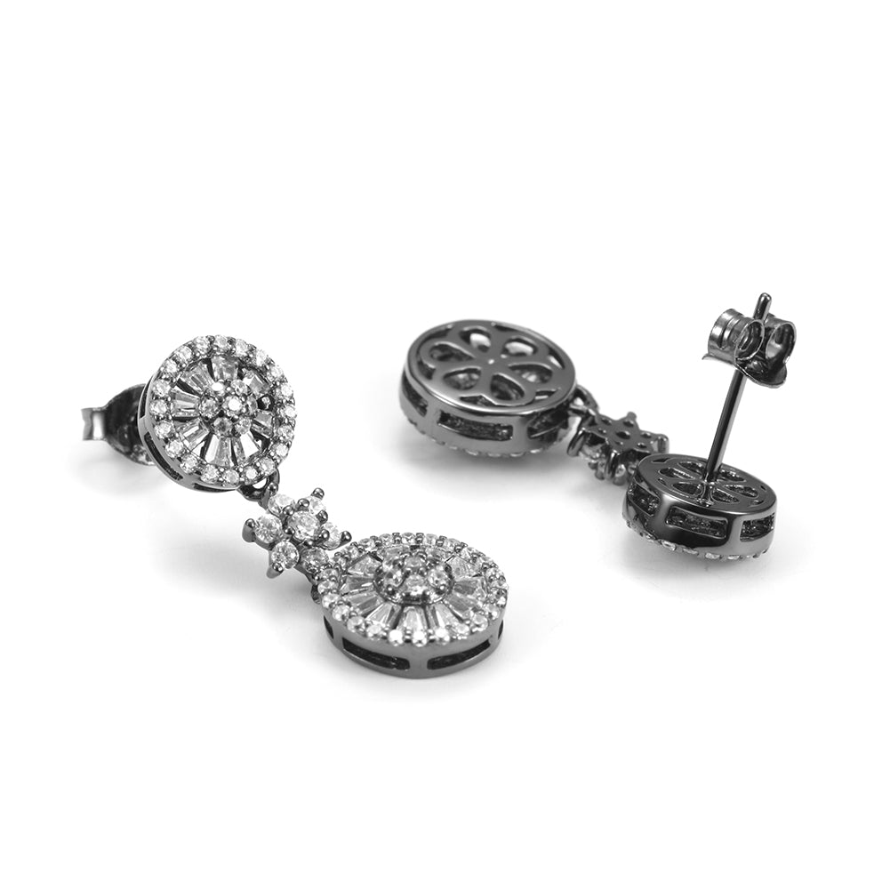 Double circle earrings-SSE080BKZD