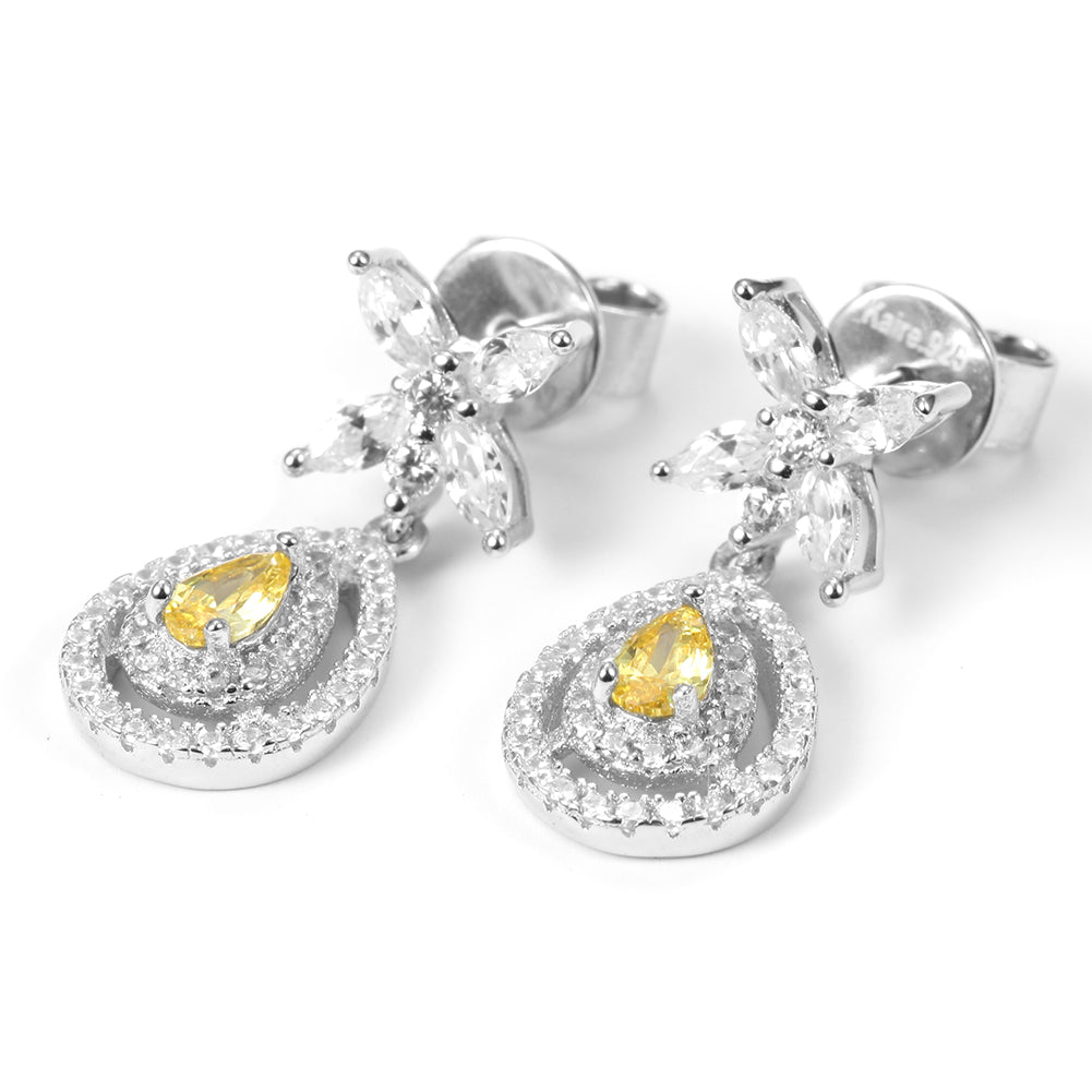 Elliptical silver earrings-SSE101WGZD