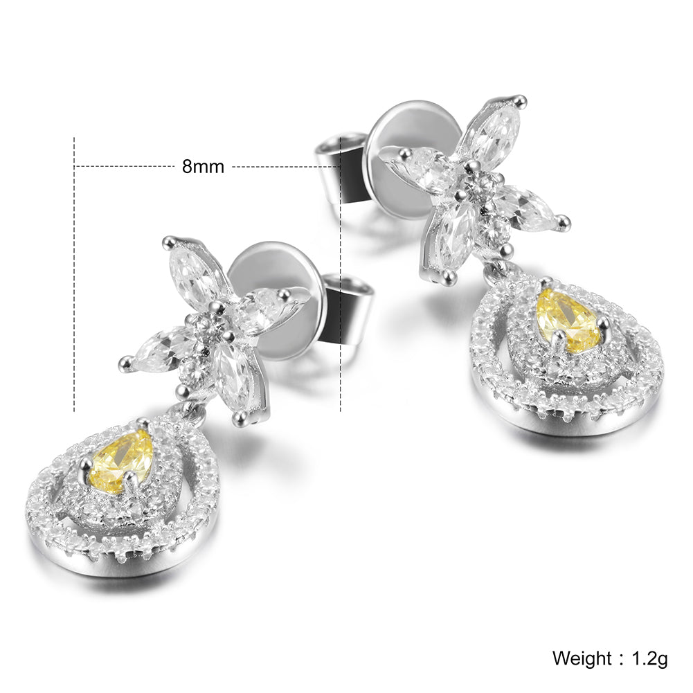 Elliptical silver earrings-SSE101WGZD