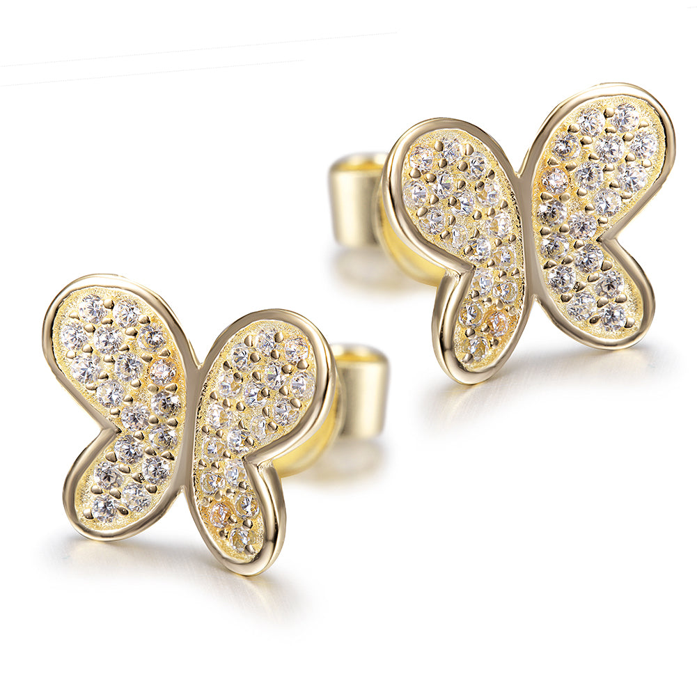 Butterfly studded diamond earrings-SSE106