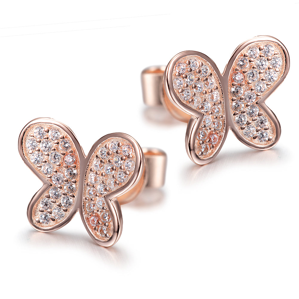 Butterfly studded diamond earrings-SSE106