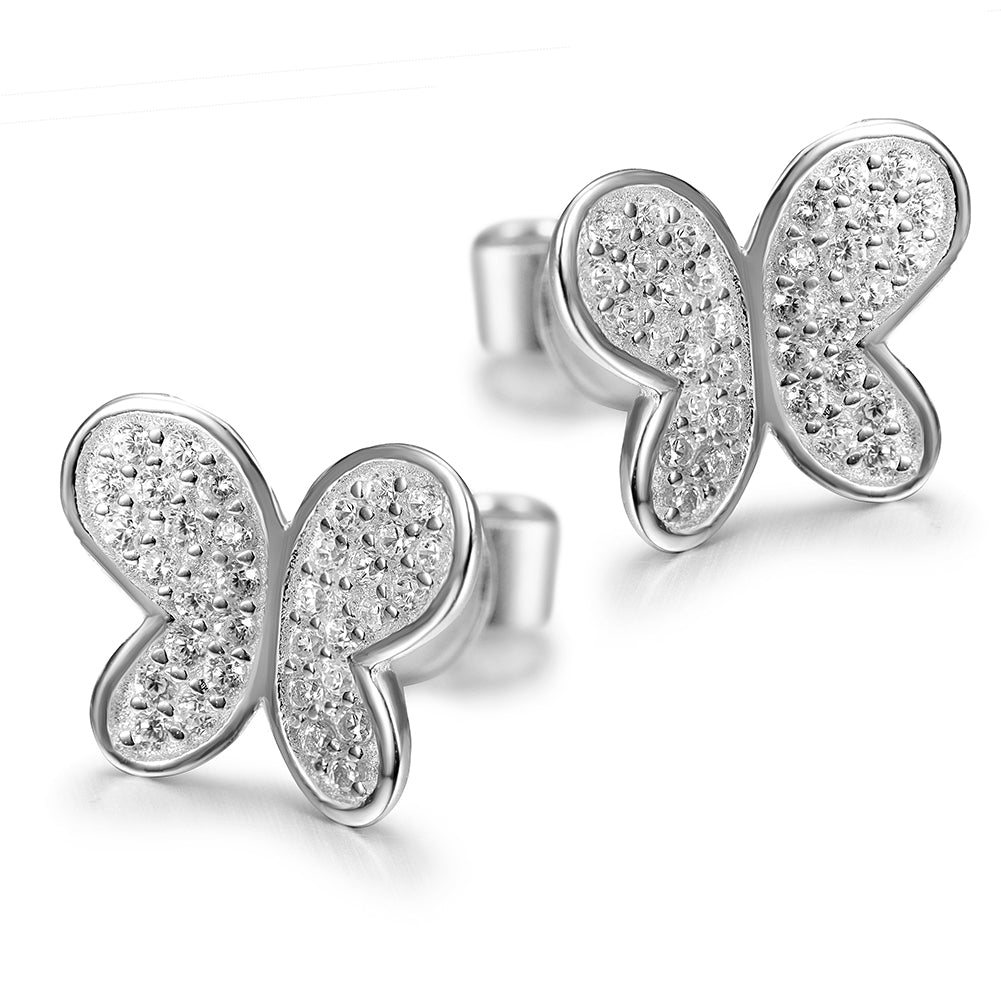 Butterfly studded diamond earrings-SSE106