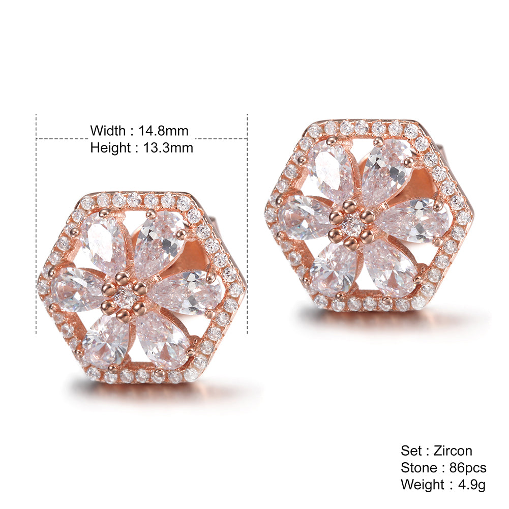 Pentagonal flower earrings-SSE109