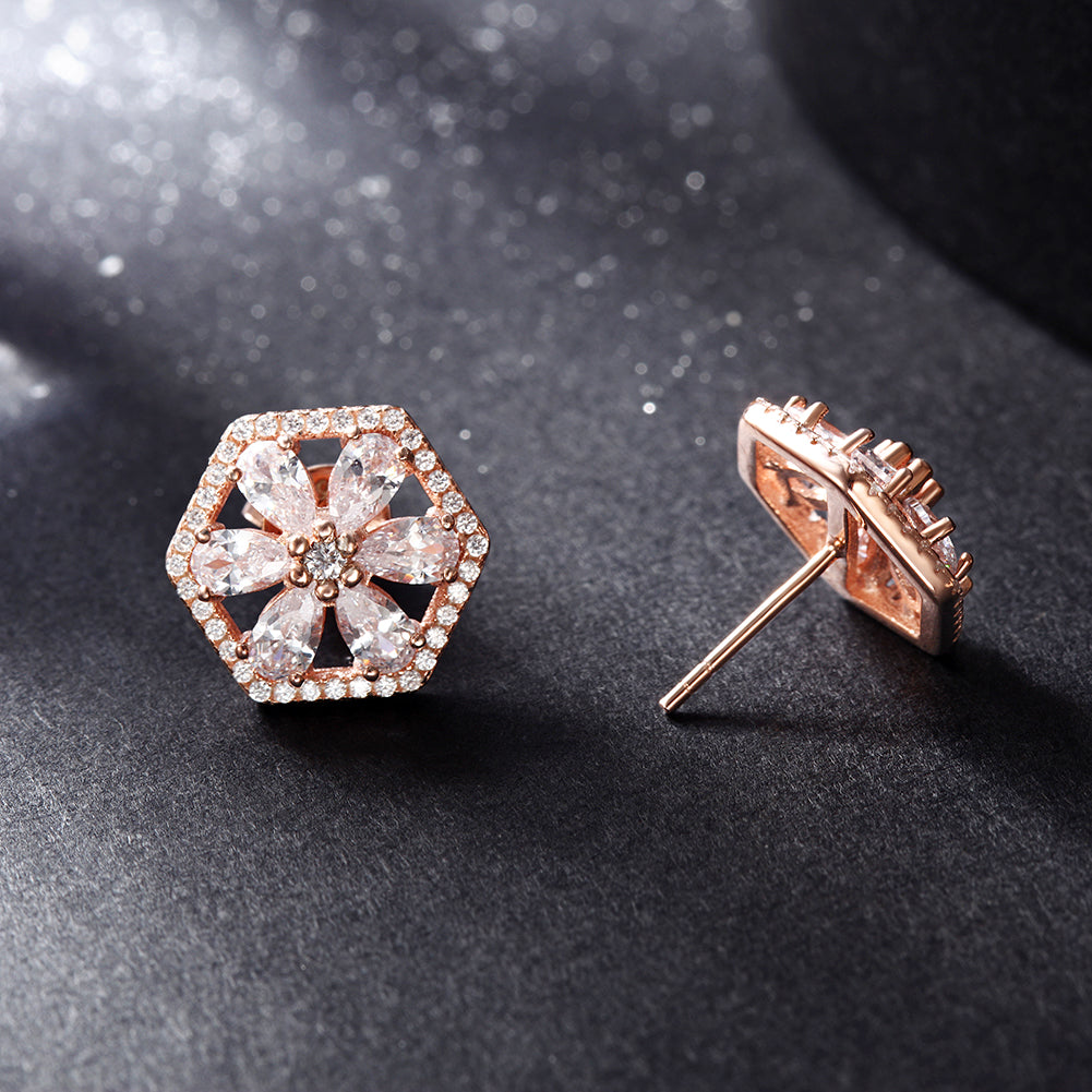 Pentagonal flower earrings-SSE109