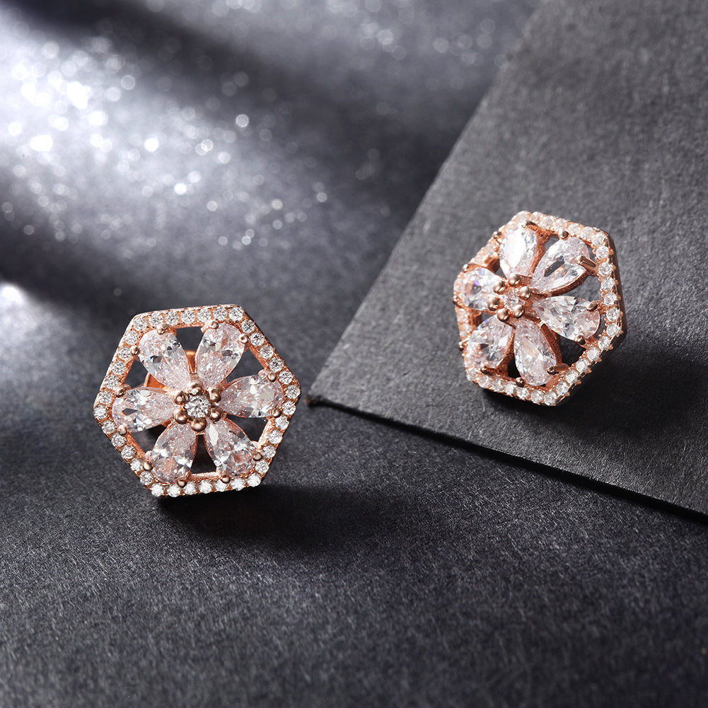 Pentagonal flower earrings-SSE109