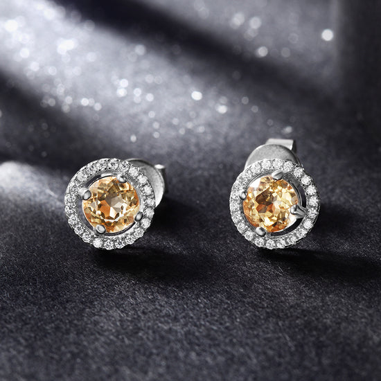 Circular large diamond earrings-SSE110OR
