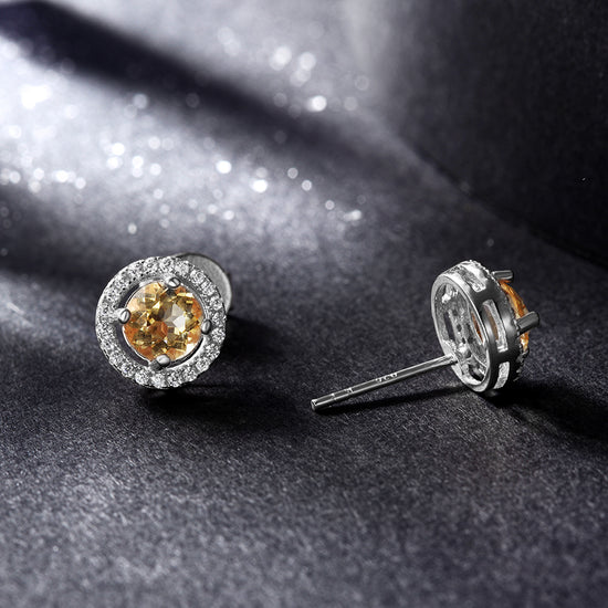 Circular large diamond earrings-SSE110OR