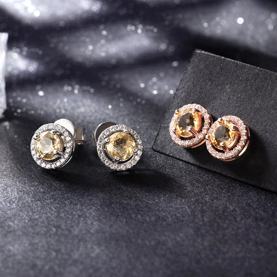 Circular large diamond earrings-SSE110OR
