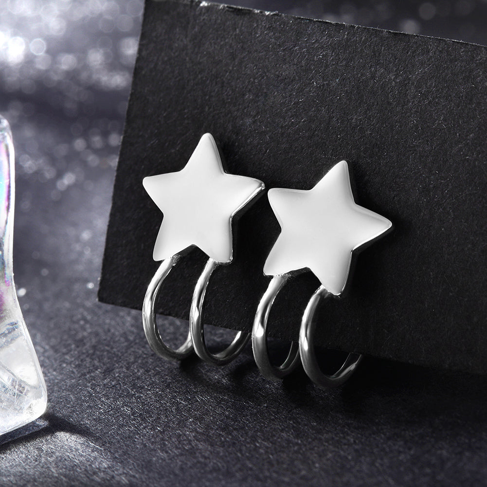 Five pointed star earrings-SSE111