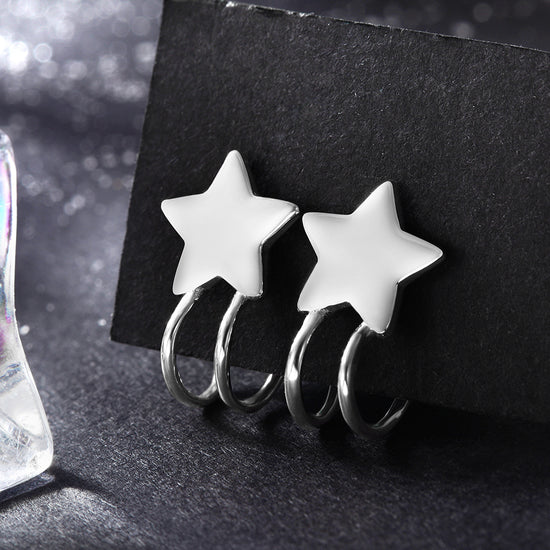 Five pointed star earrings-SSE111