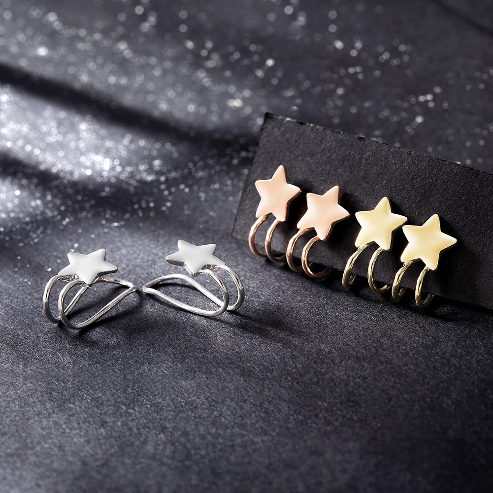Five pointed star earrings-SSE111