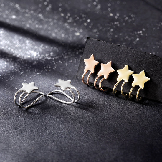 Five pointed star earrings-SSE111