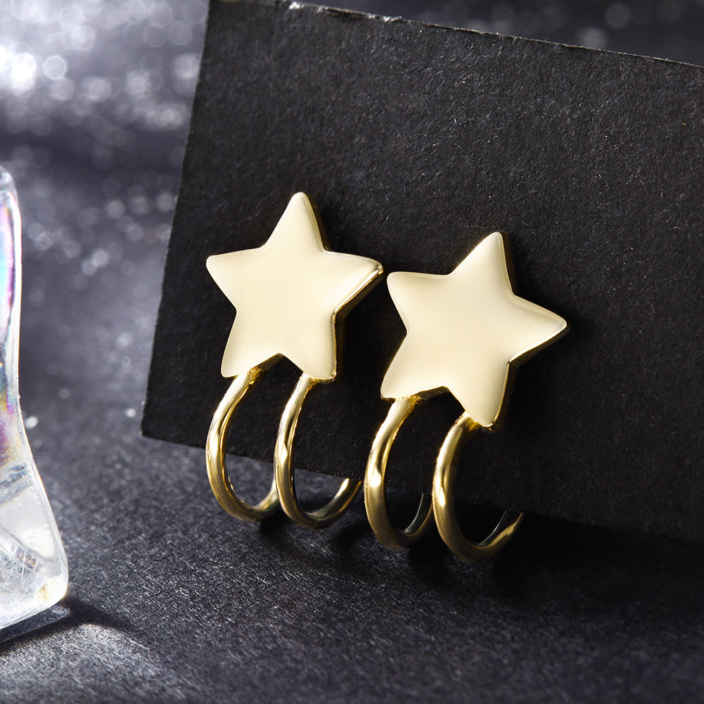 Five pointed star earrings-SSE111