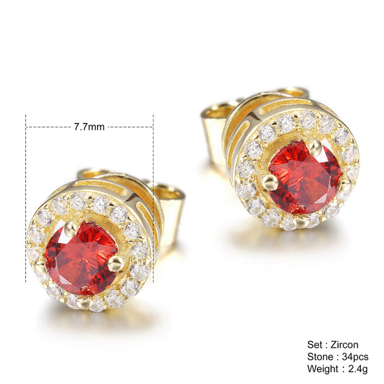Round large CZ earrings-SSE114WT