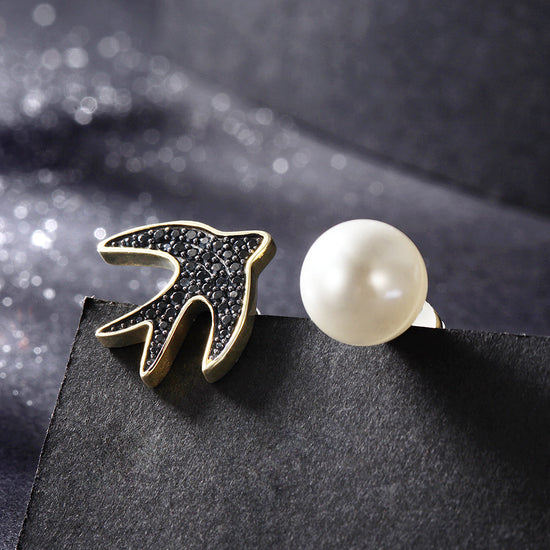 Black bird earrings-SSE116